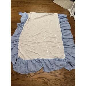 Pottery Barn kids bedskirt white blue ruffle cotton baby boy full bedroom